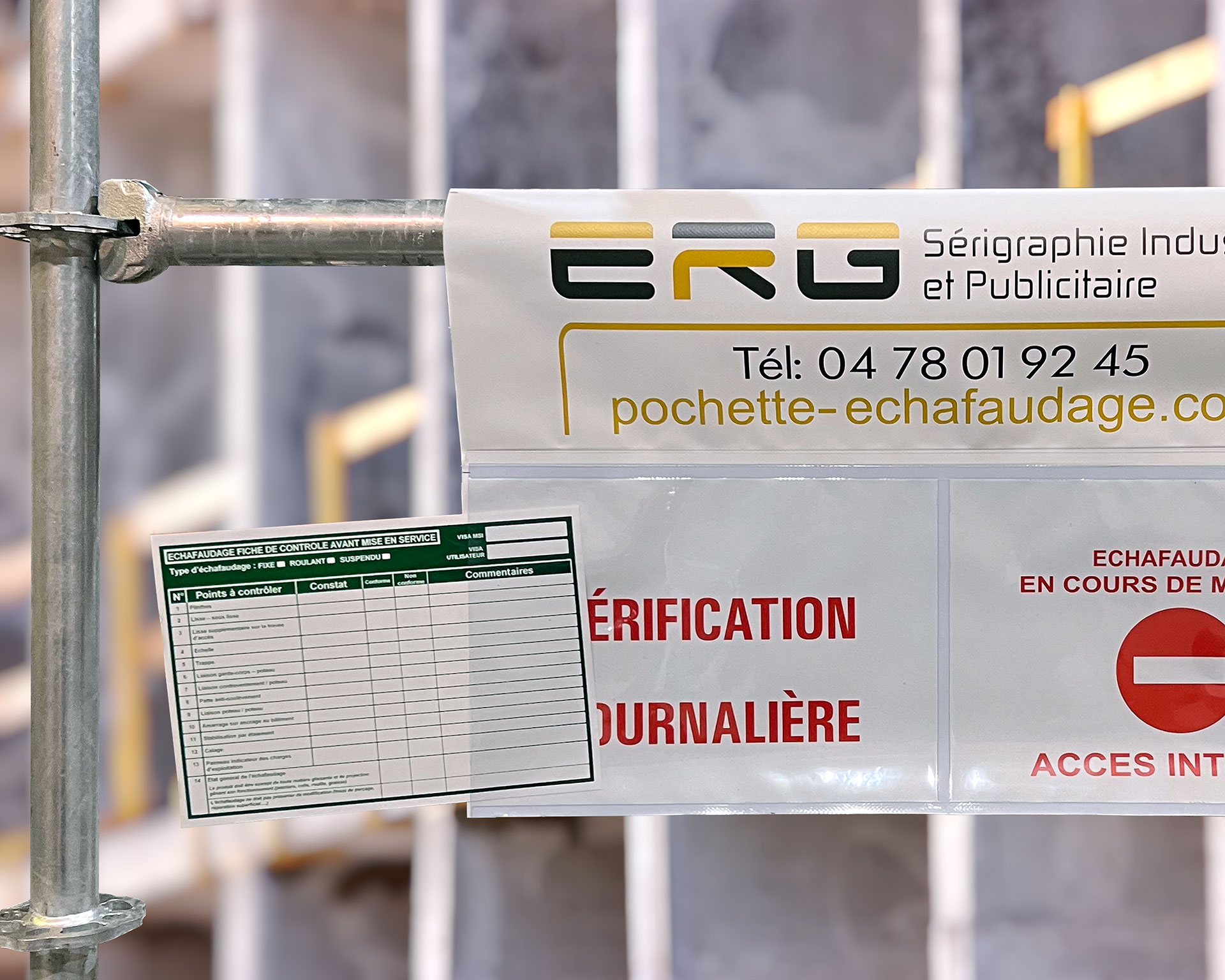 Pochette d’Échafaudage ERG006 - Modèle avec documents A4 insérés
